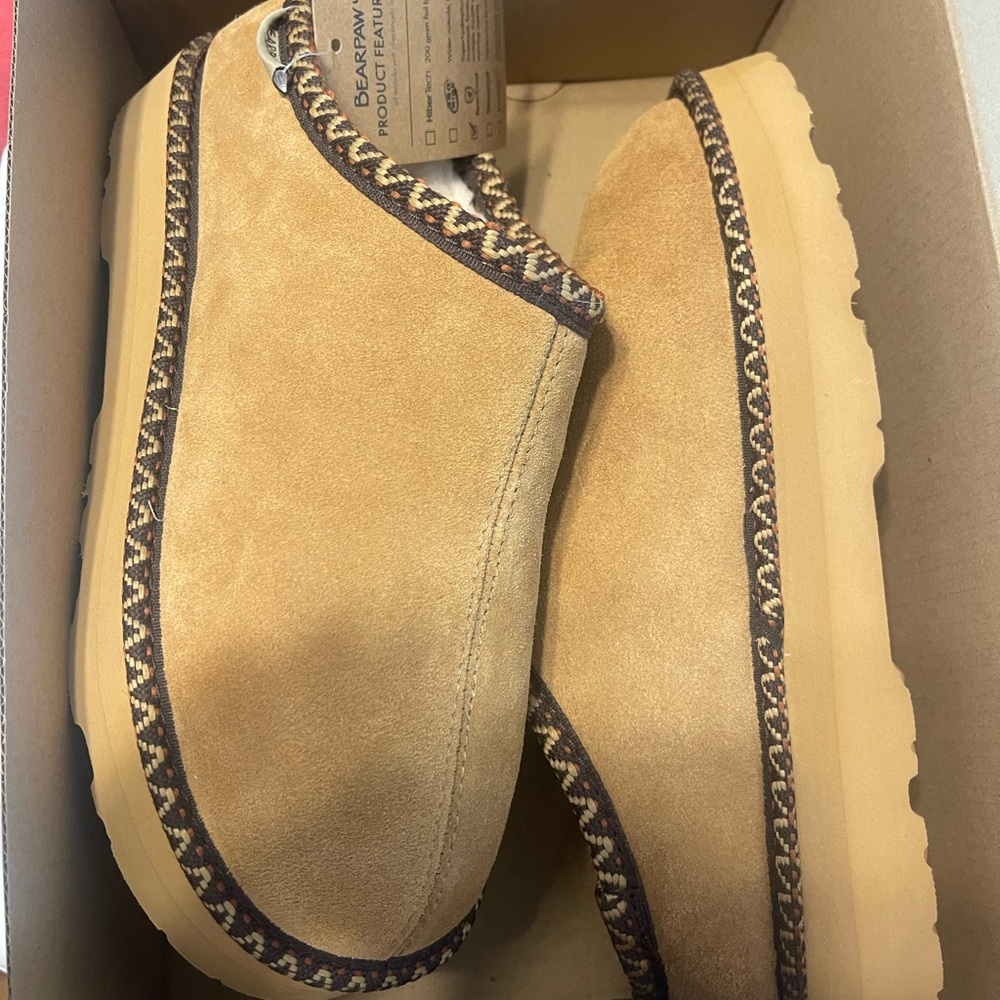 BearPaw Tan Moccasins Cozy Slip-On Comfort